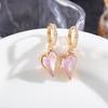High-End European & American Zircon Heart Earrings – Colorful, Elegant Hoops, Clips & Dangles for Women