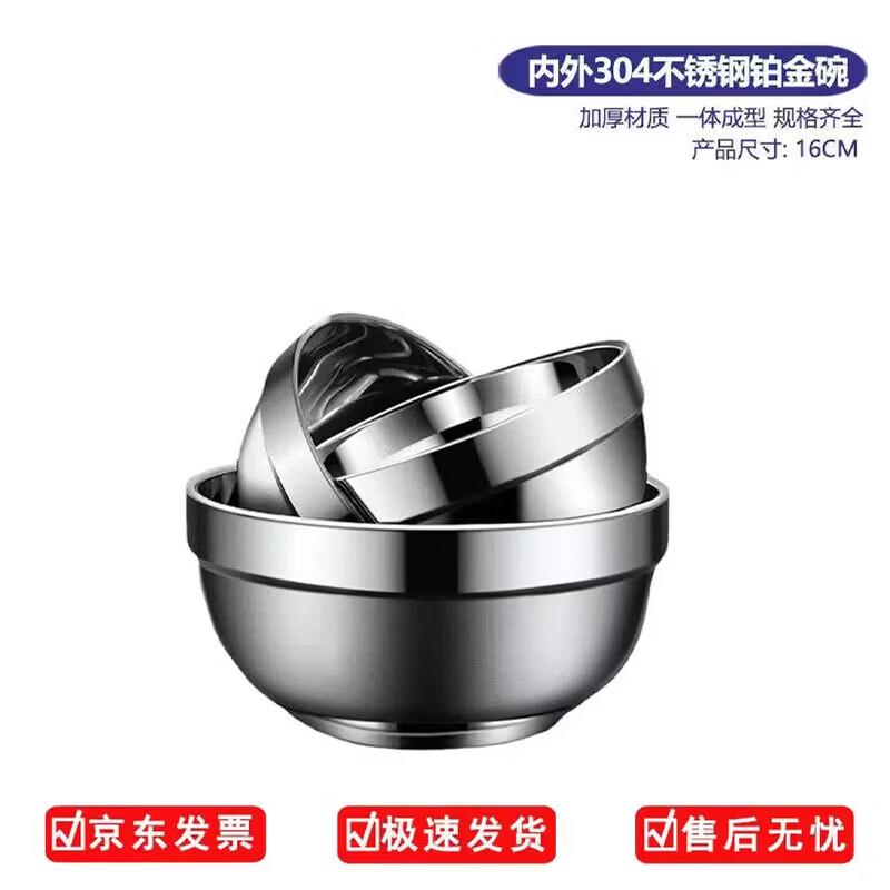 Jing Ling Xin 304 Stainless Steel Double-Layer Anti-Scald Bowl