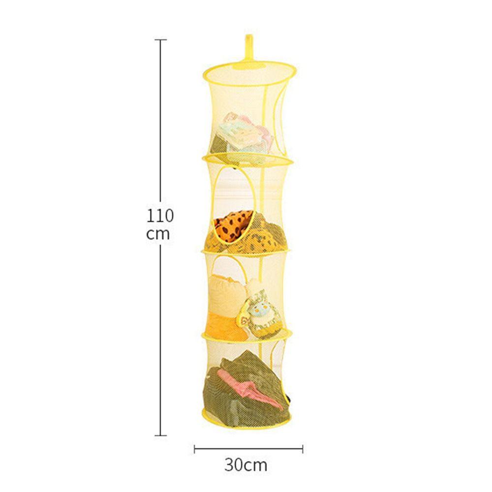 Portable Home Organizer Bag 4 Girds Clothes Storage Basket Folding Basket  Hammock Net Storage Hanging Bag