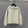Autumn and Winter Fashion Loose Strip Quilting Line Ribs Strip Light White Duck Down Jacket Women's Hooded Style Tide