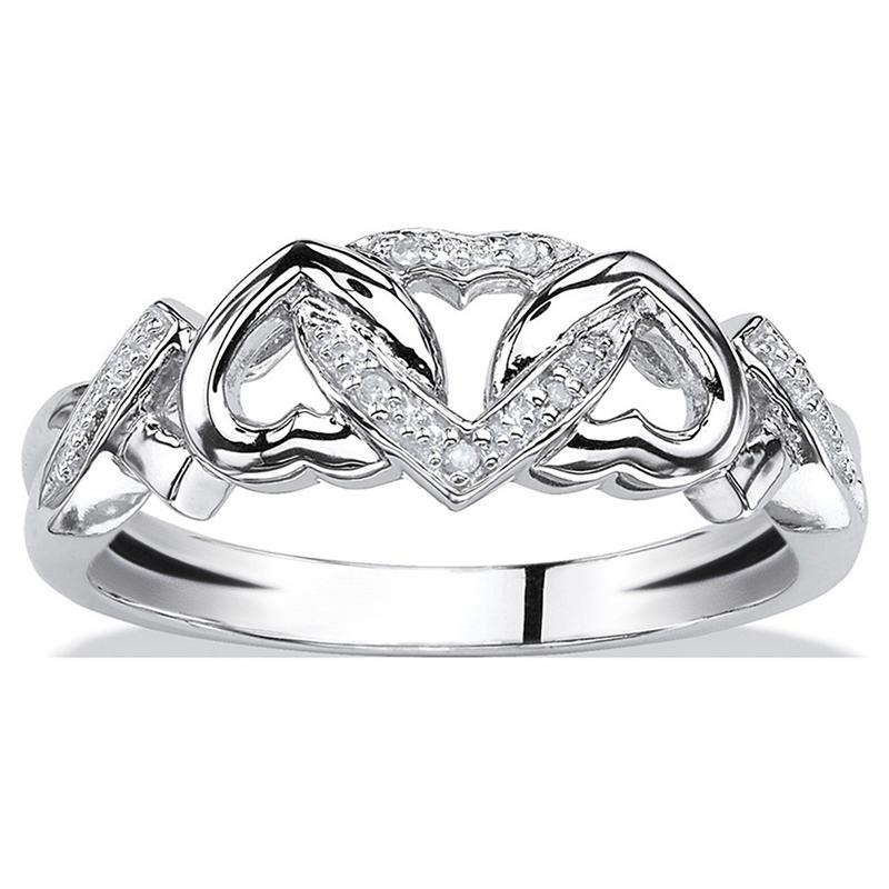 Huitan Aesthetic Heart Linked Heart Ring for Women Wedding Anniversary Elegant Lovely Accessories Inlaid Shiny CZ Chic Jewelry
