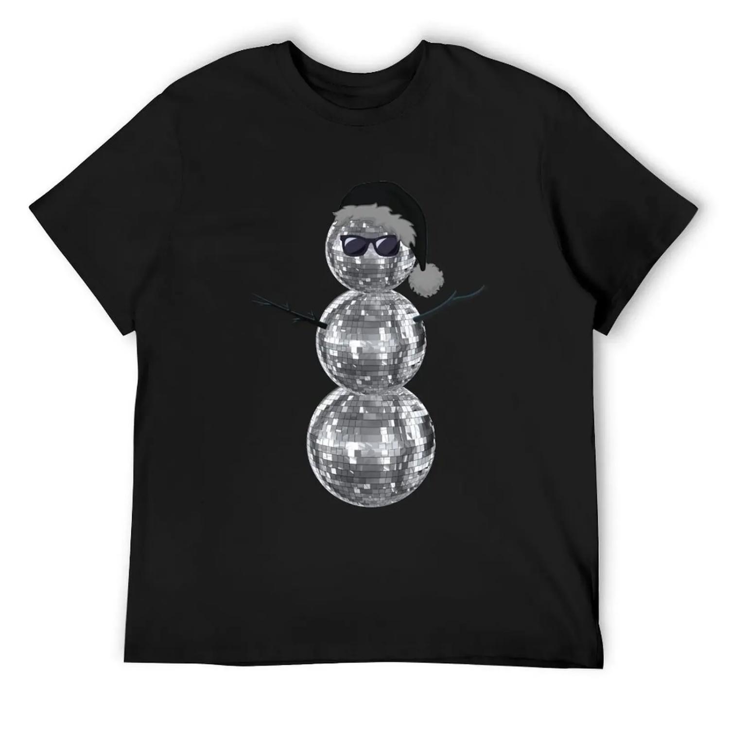 Disco Ball Snowman Dark Santa New Year s Eve Ball Drop Holiday Christmas T-Shirt rapper graphic tees Men s clothing S