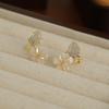 Exquisite Zircon Leaf Flower Golden Earrings For Women able Personalized Daily Accessory Party Jewelry Birthday Gifts
