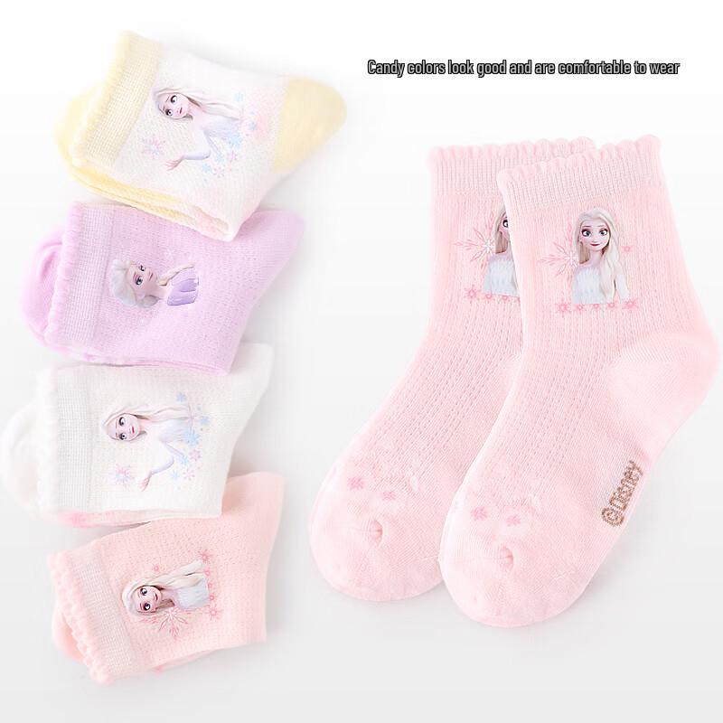 Disney Girls' Princess Lace Mesh Mid-Calf Socks