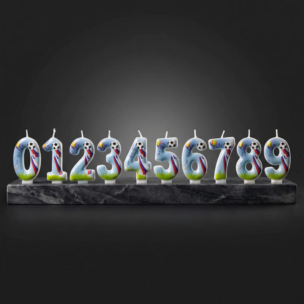 Football Themed Numbers 0-9 Candles Birthday Candles Cake Decorations