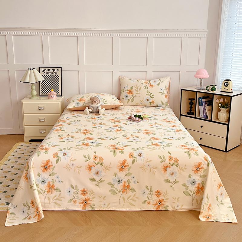 100% Cotton Floral Printing Bed Sheet Comfortable Skin Friendly Queen Flat Sheets for Bed High Quality Pure Cotton Bedsheet King