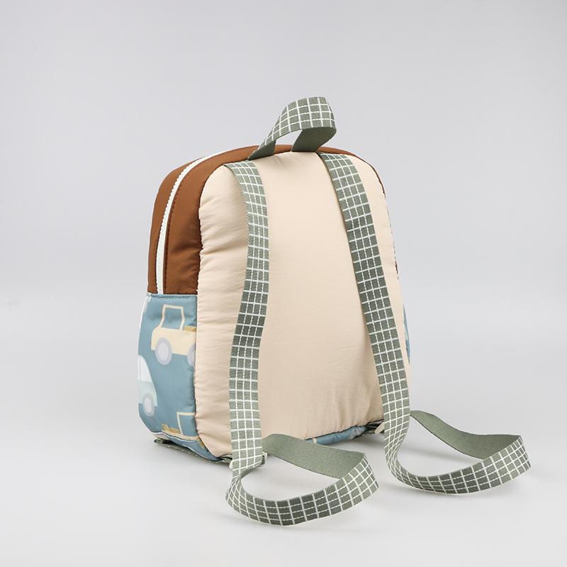 Cute Little Car Embroidered Backpack Lightweight Cartoon School Bag for Kindergarten Kids