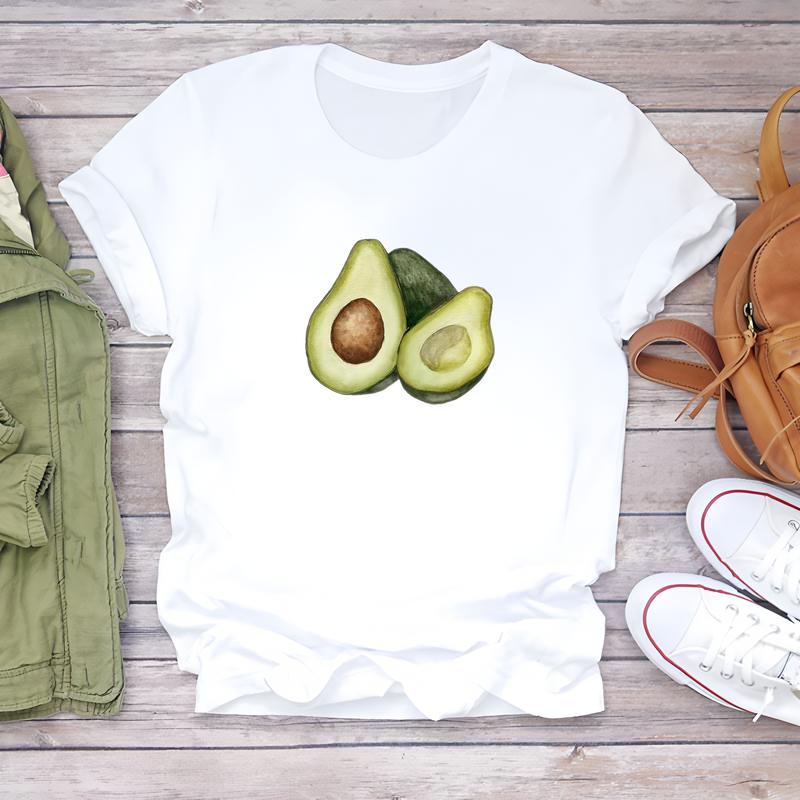 Dámské tričko denní módy, letní trendy roztomilý tištěný design, stylový top s krátkým rukávem.