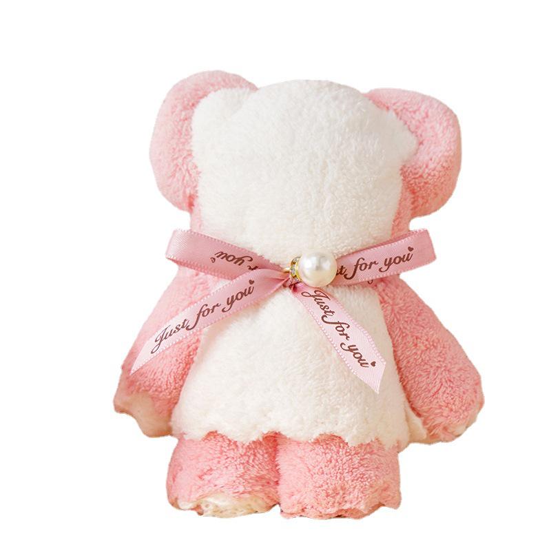 Little Bear Coral Fleece Towel - Red Wedding or Birthday Souvenir Gift 30*30 (Bare Bear) (14cm*11cm) фиолетовый/белый