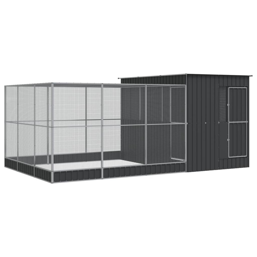 Vidaxl Aviary with Extension, Silver, 497X303X216 Cm, Steel