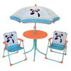 FUN HOUSE 713095 INDIAN PANDA Salon de jardin avec une table, 2 chaises pliables et un parasol pour enfant