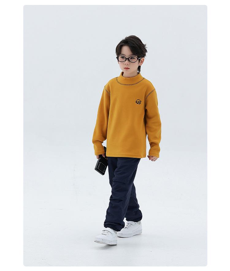 Modna bluza z kapturem dla chłopców, dwustronna, polarowa: Zimowa koszula 2025 z kołnierzem stojącym i długim rękawem dla dzieci.