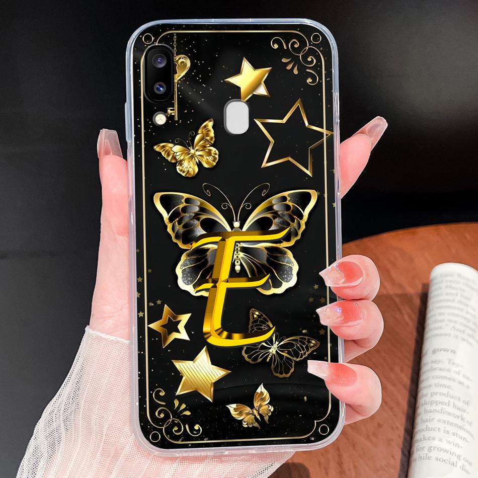 Für Samsung Galaxy A20 A20S A21 A30 A30S Handyhülle Schmetterling Buchstaben Weiches TPU Klare Silikonhülle Für Galaxy A 20 A 30 Gehäuse