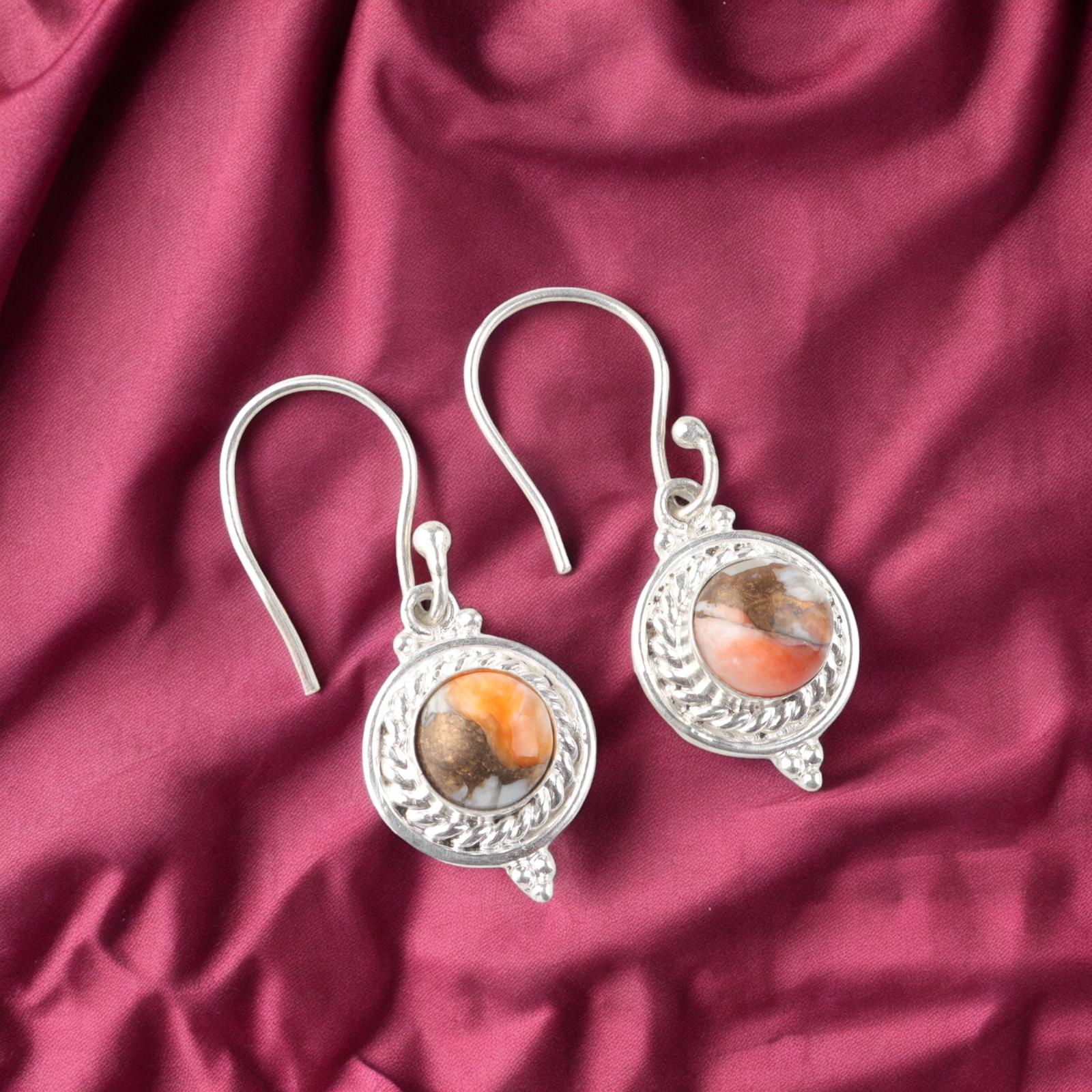 

Rare Orange Copper Turquoise Gemstone 925 Sterling Silver Jewelry Earrings 1.43 EE-117-41