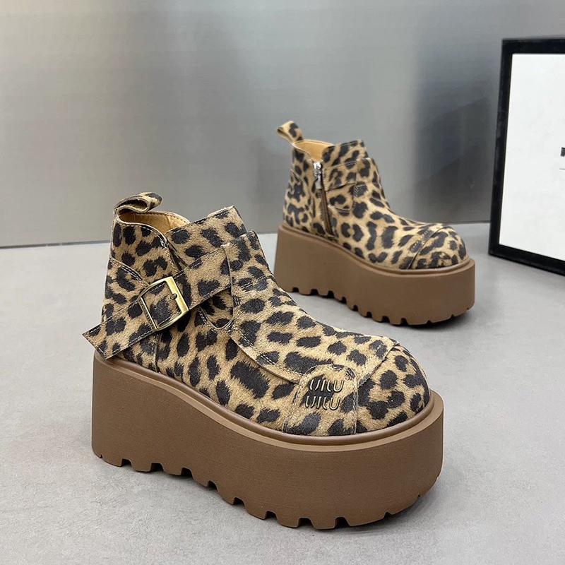 Platform Women Snow Ankle Bootas Suede Short Plush Cotton Mid Heels Shoes 2025 Trend Winter Warm Cozy Zippers Botas De Mujer