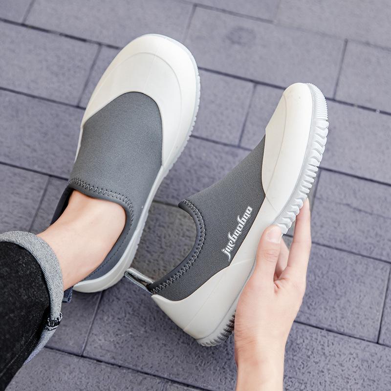 

Модные мужские нескользящие резиновые сапоги, короткие водонепроницаемые резиновые сапоги, повседневная резиновая обувь 44 белый