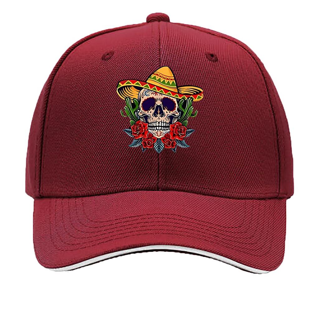 Mexican Sugar Skull Wall Art With Roses Cactus Sombrero Hip Hop hat Fashion Outdoor Sports Sandwich Baseball Cap