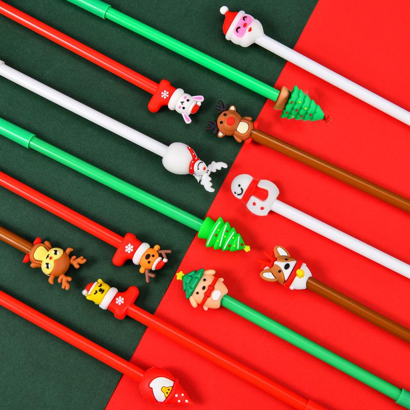 5/10pcs Fun 3D Cartoon Christmas Pens Xmas Gel Pen for Christmas Party Favors Goodie Bag Stuffer Gifts School Office Supplies