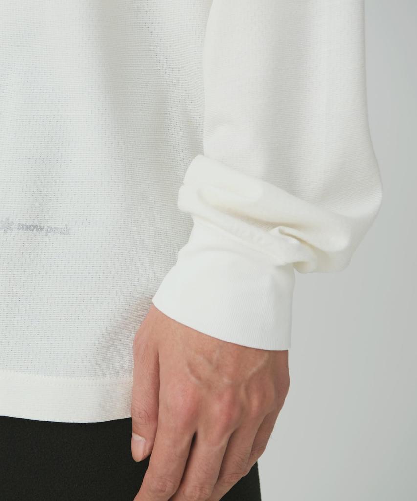Snow Peak Hybrid Wool Mesh Cut and Long and Size ECRU L/S T-Shirt SW-25AU017, Sew, Sleeve, Men's Women's, M,