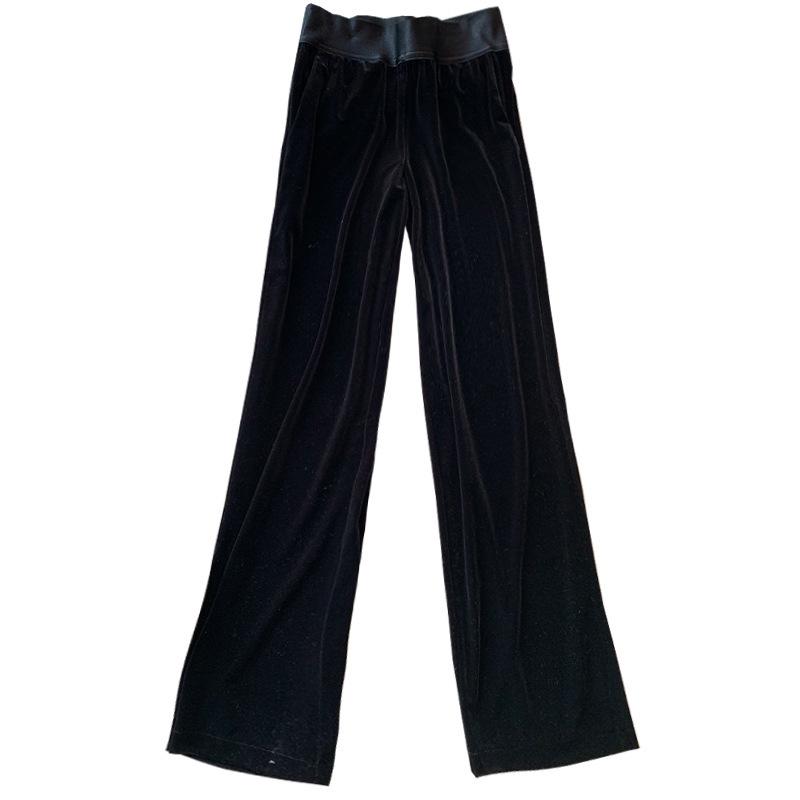 

Женские бархатные брюки широкого кроя с высокой талией - драпированные, утягивающие, повседневные длинные брюки Medium