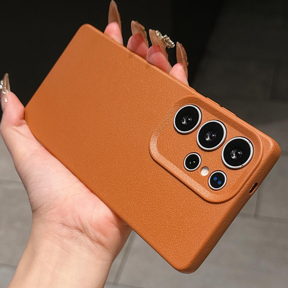 Samsung Galaxy A07 A26 S23FE S25 Xiaomi Poco X7 M7 Redmi A5 for iPhone 17 16 15 Pro Max Infinix Realme Phone Cases Soft brown Leather pattern TPU Case