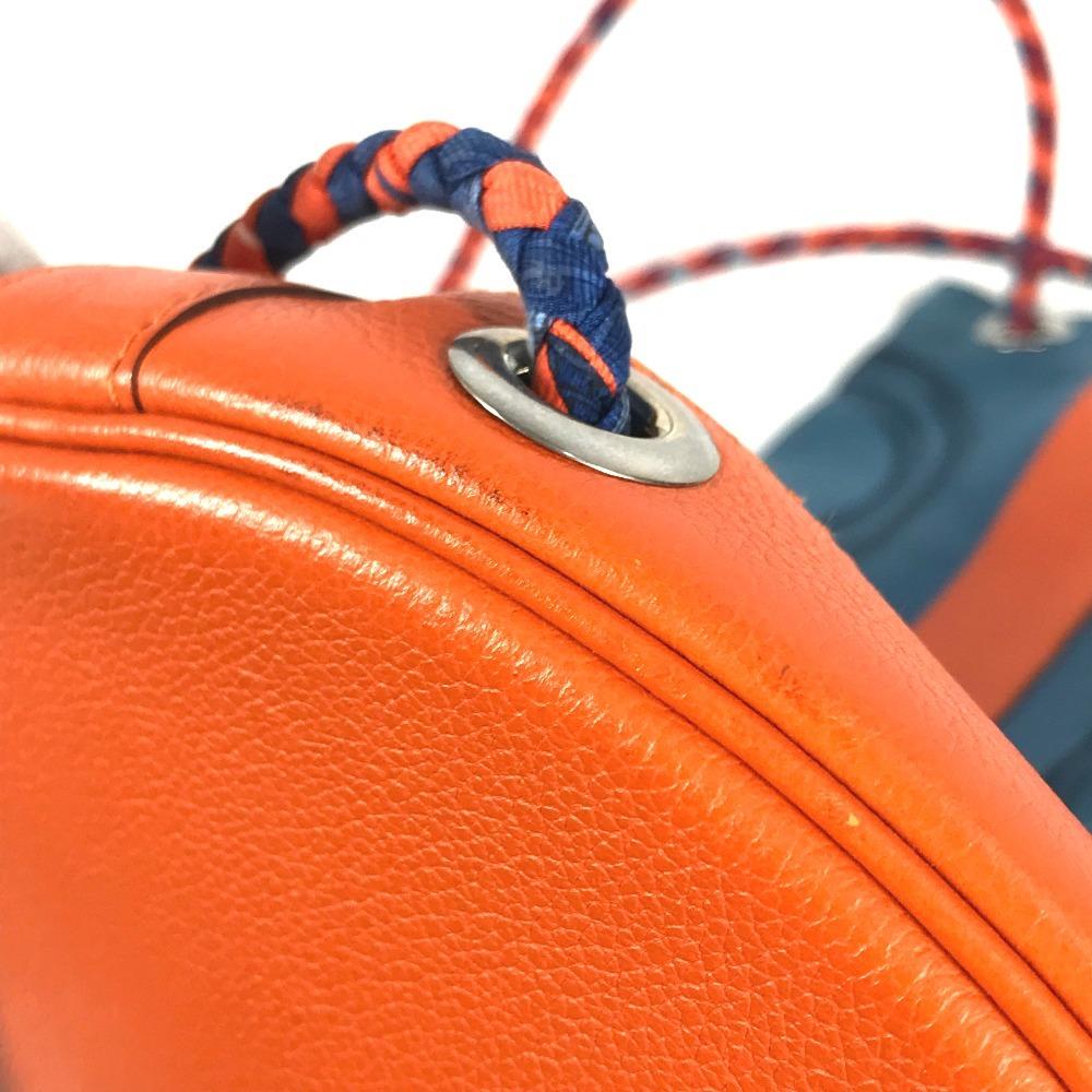 HERMES Drawstring bag Soy Coeur bag Shoulder Bag silk / Leather Orange/blue