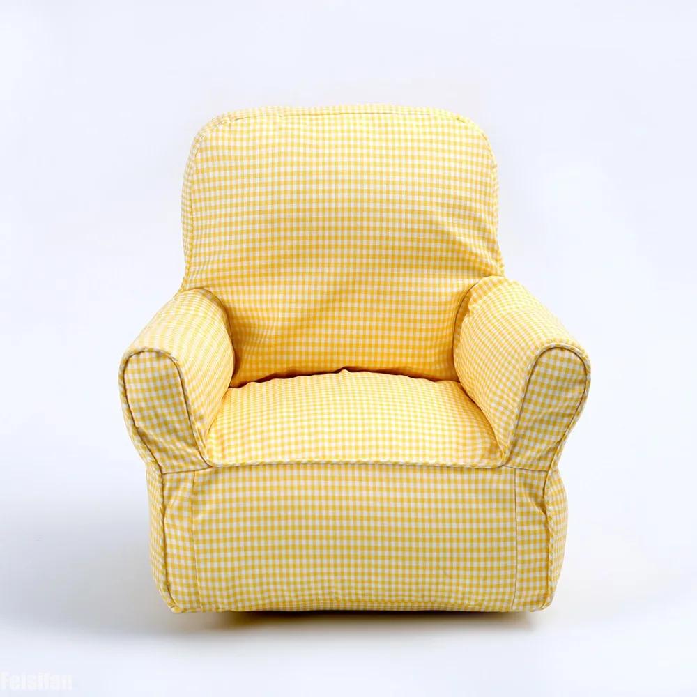 INS Children's Bean Bag Sofa Plaid Canvas Mini Chair Seat Kindergarten Early Education Institution Baby Single Furniture