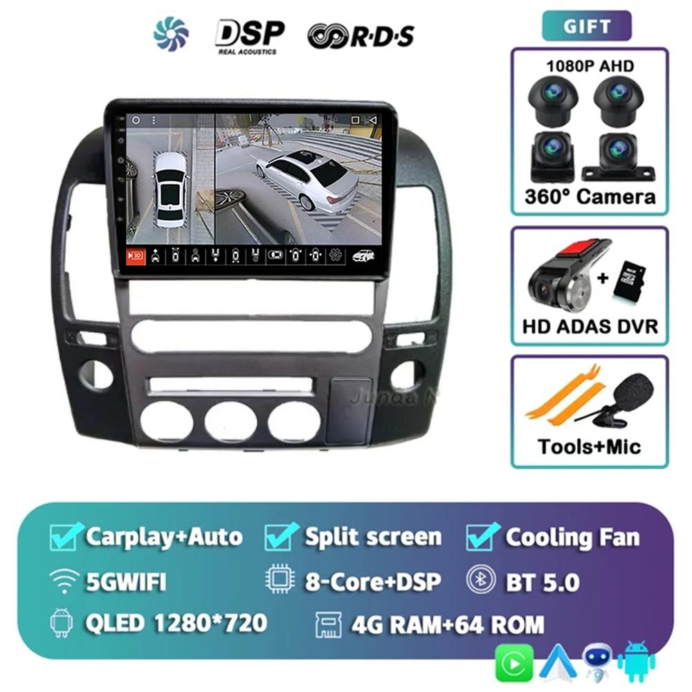 Android 14 Car Radio For Nissan Navara 3 D40 2004- 2010 Multimedia Video Player GPS 4G Carplay Autoradio 2K QLED Head Unit Colo