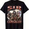 Unisexs Medieval Humor TShirt with Cumlot Knight Joke Funny MedievalThemed Short Sleeve Shirt Soft Breathable Fabric