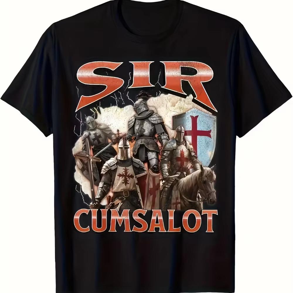 Unisexs Medieval Humor TShirt with Cumlot Knight Joke Funny MedievalThemed Short Sleeve Shirt Soft Breathable Fabric S
