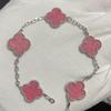 Nuova Versione Bracciale Quadrifoglio Cinque Fiori Agata Rossa Naturale Madreperla Bianca Bracciale da Donna Bracciale Laser