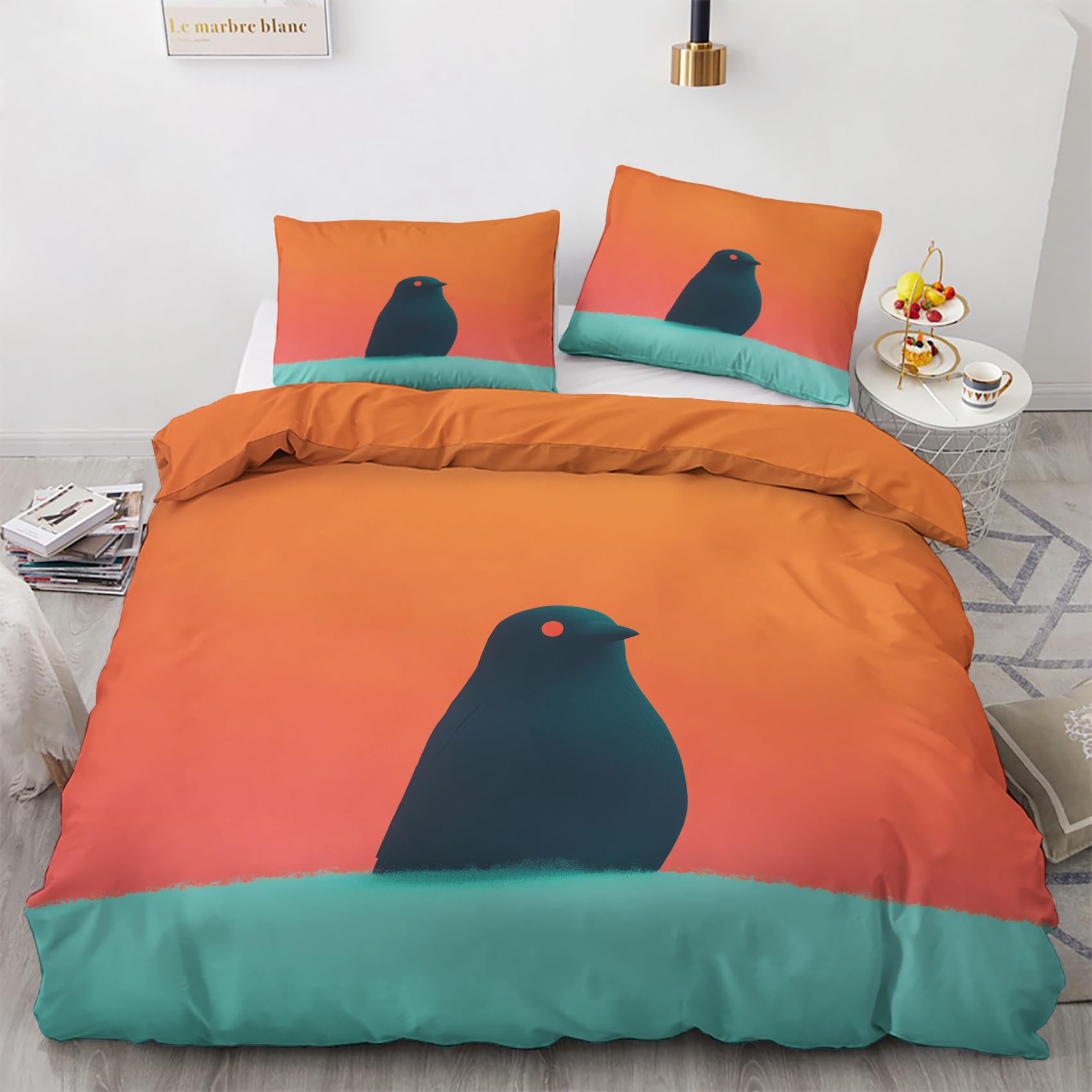 

Raven Duvet Covers for Boys Men Quilt Covers Queen Size Lightweight Down BedRoom Decor 2 Pillowcases 1 Duvet Cover No Comforter (135x200cm)