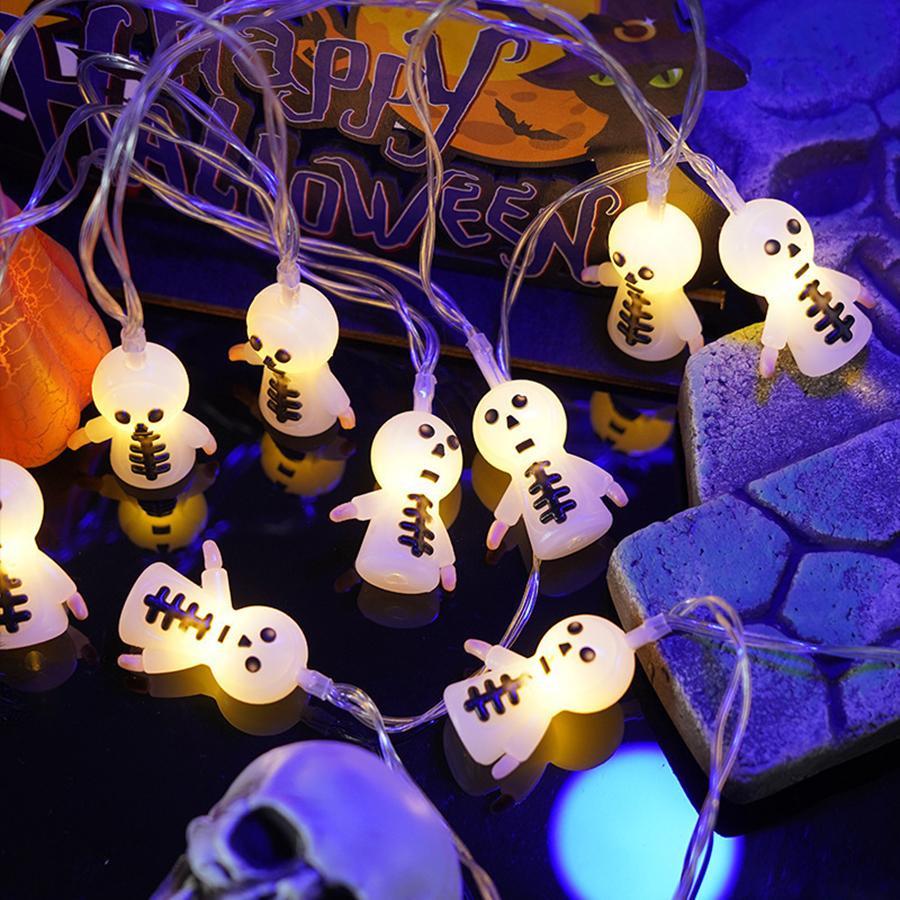 Halloween Lantern String Pumpkin Ghost Bat Skull Drop Sculpture New Ghost Festival LED Decorative Lantern String