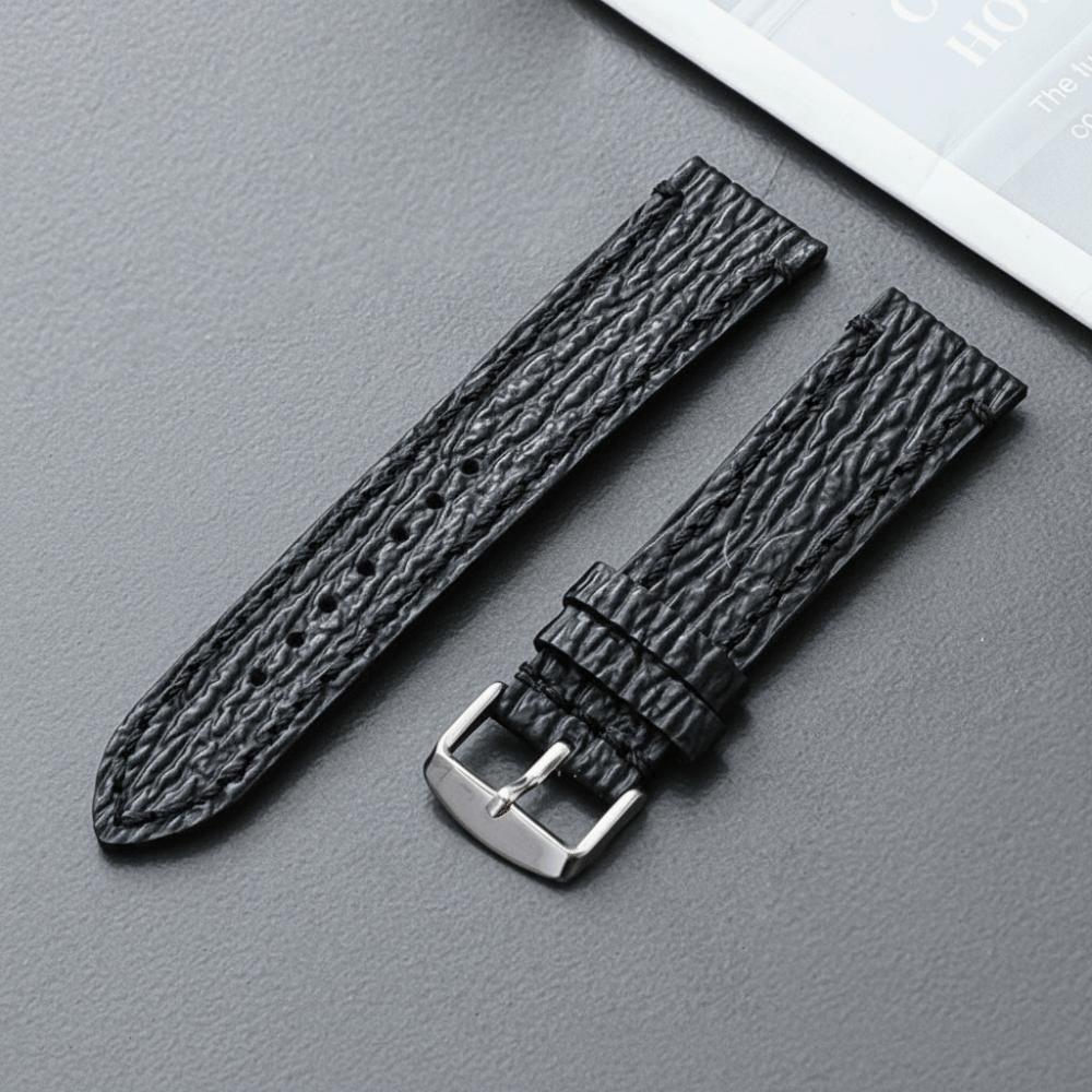 Embossed Cowhide Wristband Snake Shark Skin Pattern Replacement Watch Strap Wristbelt Bracelet 20mm