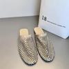 Fashion 2025 Summer Fashion Closed-Toe Crystal Mesh Slippers Cushion Bestseller Women's Comfy Outdoor Glitter Slides New Flat Slippers