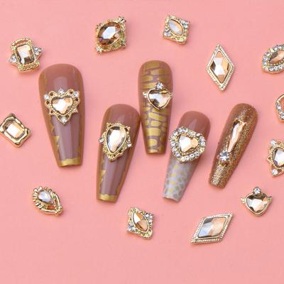 Alloy Nail Art Jewelry Diamond Gold Square Love Water Drop Super Glitter Gem Nail Ornament
