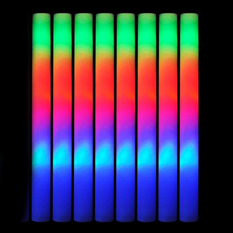 20/30pcs LED Foam Glow Sticks Cheer Tube Wedding Baton Wands 3 Modes Flashing Strobe Stick Glow in The Dark Party Supplies