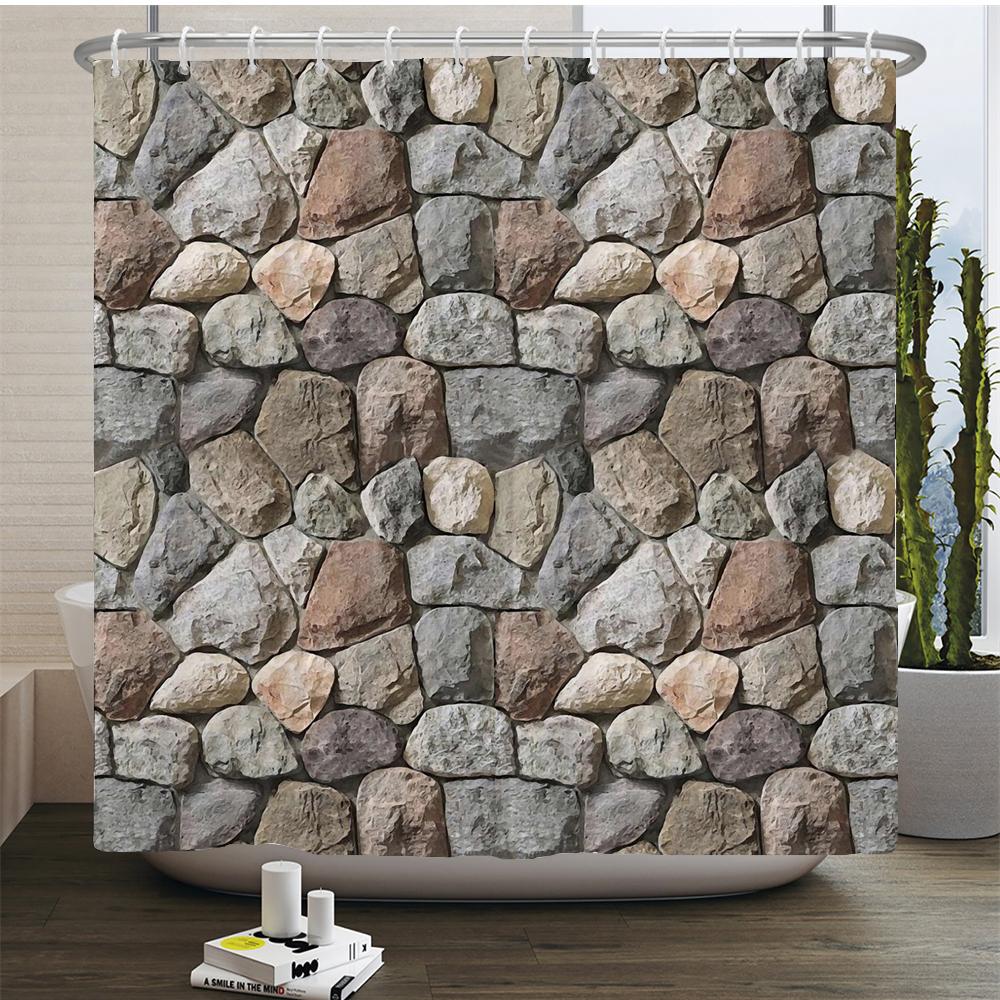 

Винтажные шторы для душа с текстурой дерева, сельская кирпичная стена, камень, занавеска для ванны, полиэстеровая ткань, домашний декор для ванной комнаты, штора с крючками W90xH180cm