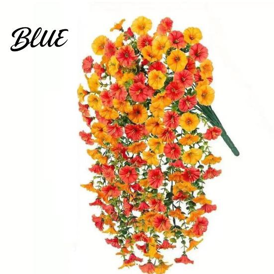 Wedding Artificial Flowers for Outdoor Fake Hanging Morning Glory with Eucalyptus Leaves UV Flower Bouquet Resistant Faux Plants Petunias