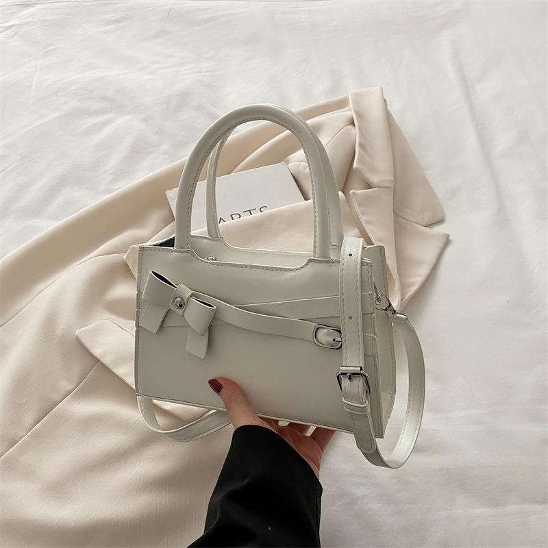 Trend Bow Portable Small Square Bag Spring New Simple Texture Shoulder Bag Messenger Bag