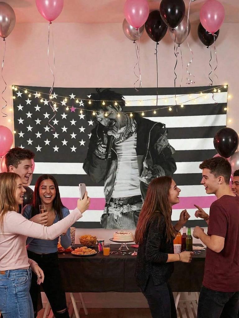 1pc Rapper American Flag Tapestry Polyester 2D Flat Wall Hanging for Bedroom Living Room All Season Home Decor Gift