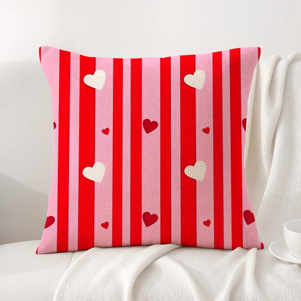 Valentines Day Cushion Cover Natural Linen Organic Fabric DoubleSided Printing Sofa Home Decor Gift Pillow Cover
