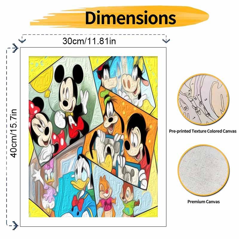 Disney Mickey Mouse Friends Paint By Numbers Hand Painting Kit. Home Decor Wall Art Gift