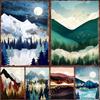 Moonlit Mountains Metal Tin Sign Hanging Wall Decor Aesthetic Iron Plate for Home Sofa Background Decorative Plaque Art