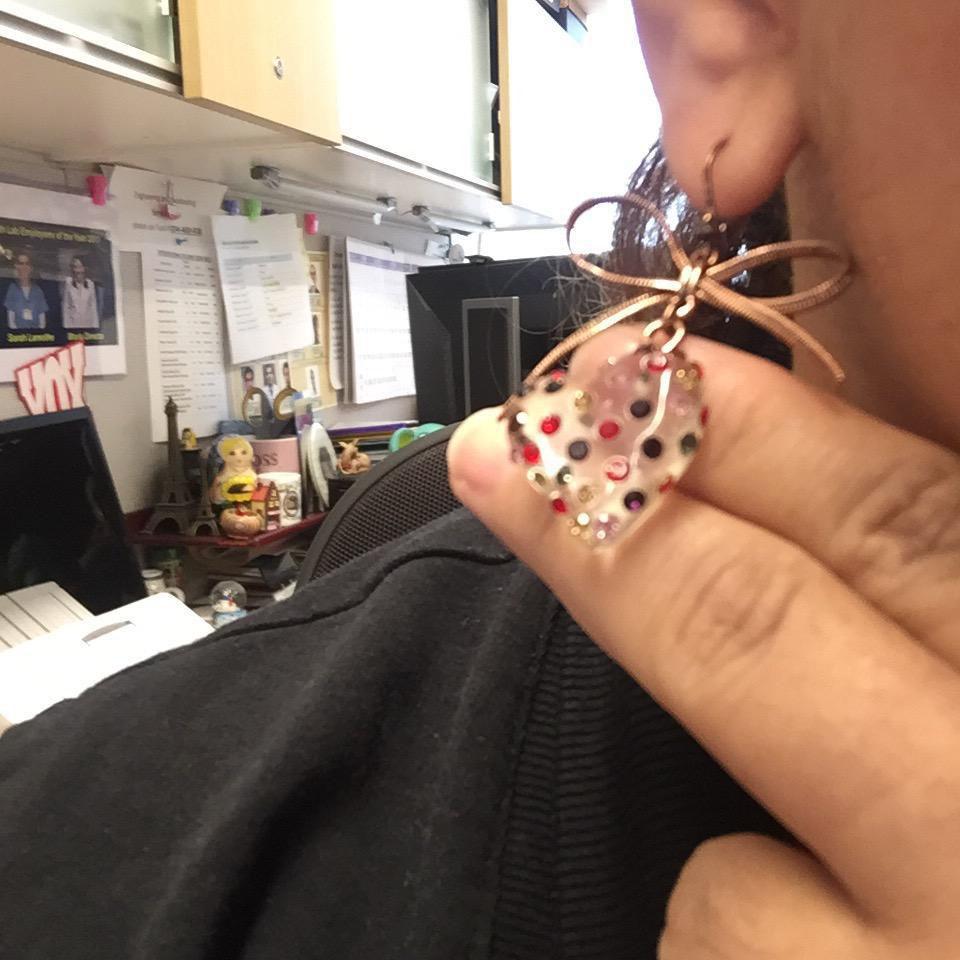 Retro Schmetterling Quaste Knoten übertrieben farbig Diamant besetzt Reisperle Kristall herzförmige Ohrringe