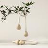 2pcs Modern Style Non-Perforated Curtain Tie Pair Magnetic Buckle Cotton Rope Wooden Beads Storage Hanging Curtain Tie