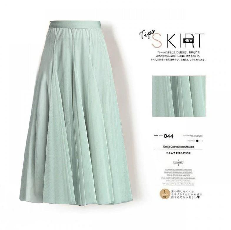 Dámská pevná skládaná elegantní midi elastická sukně v pase