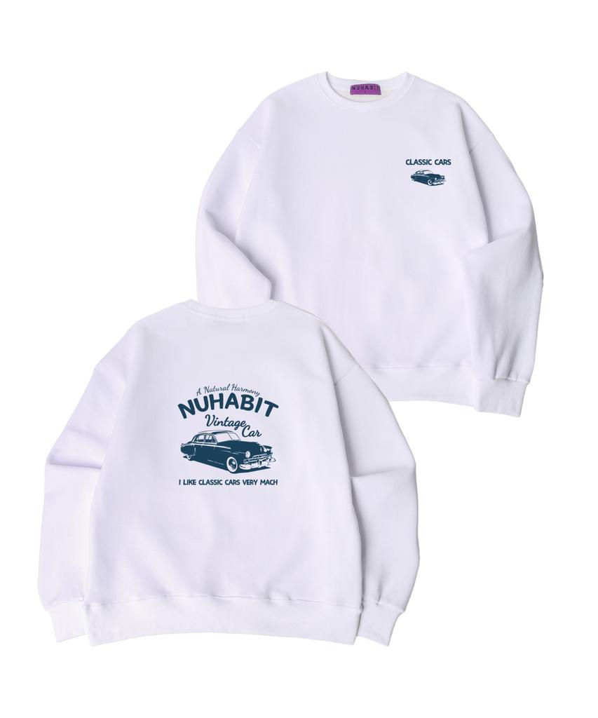 NUHABIT N/H Classic Cars Oversized Fleece-Lined Sweatshirt_White (Som4-4Nh1209)