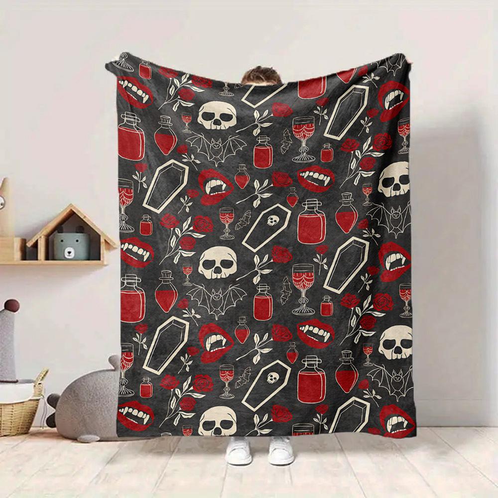 

1pc Vampire Gothic Lightweight Flannel Blanket, Comfortable and Warm Blanket, for Office and Camping Sofa Bed, Livingroom085 130cmx150cm