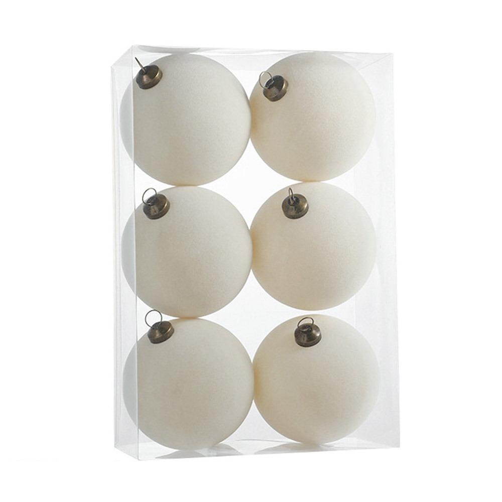 6pcs Set 8CM Size Christmas Ball Decoration Plastic Velvet Balls Party Wedding Gifts Christmas Tree Pendant Flock Colored